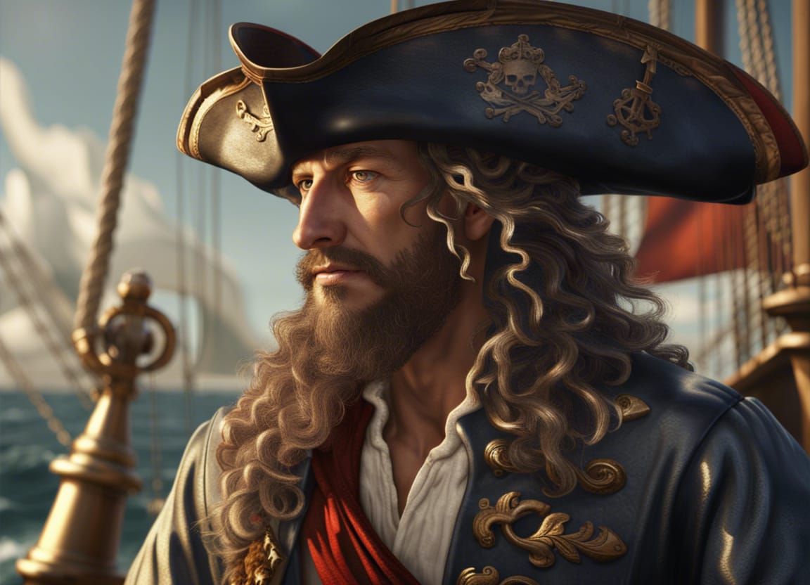 Pirate on Deck: Detailed Pirate Ship Art