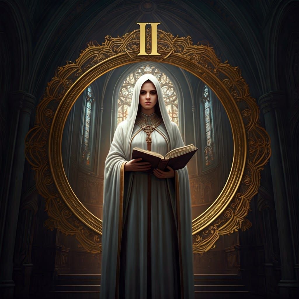 High Priestess in Gold Filigree Frame