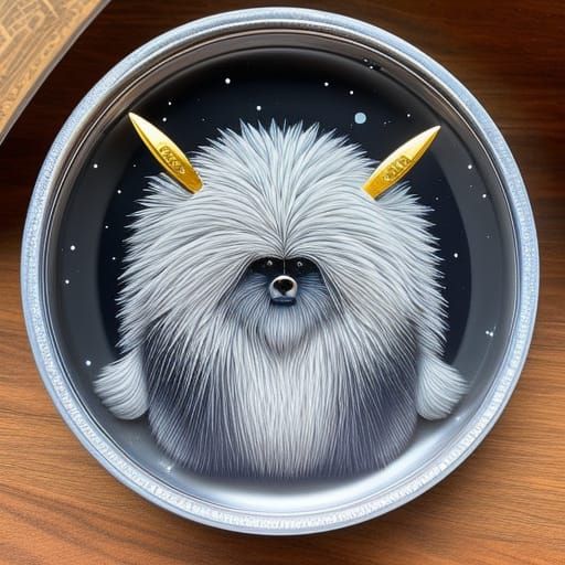 Yeti Puppy with Spoon Features: Chalk Art