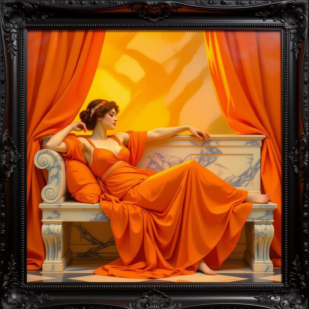 Reclining Woman in Orange, Aesthetic Movement Style