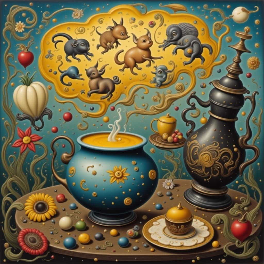 Surreal Ballet Scene with a Magical Brew