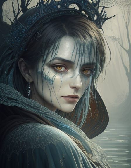 Surreal Portrait of Woman with Mystical Forest Double Exposu...