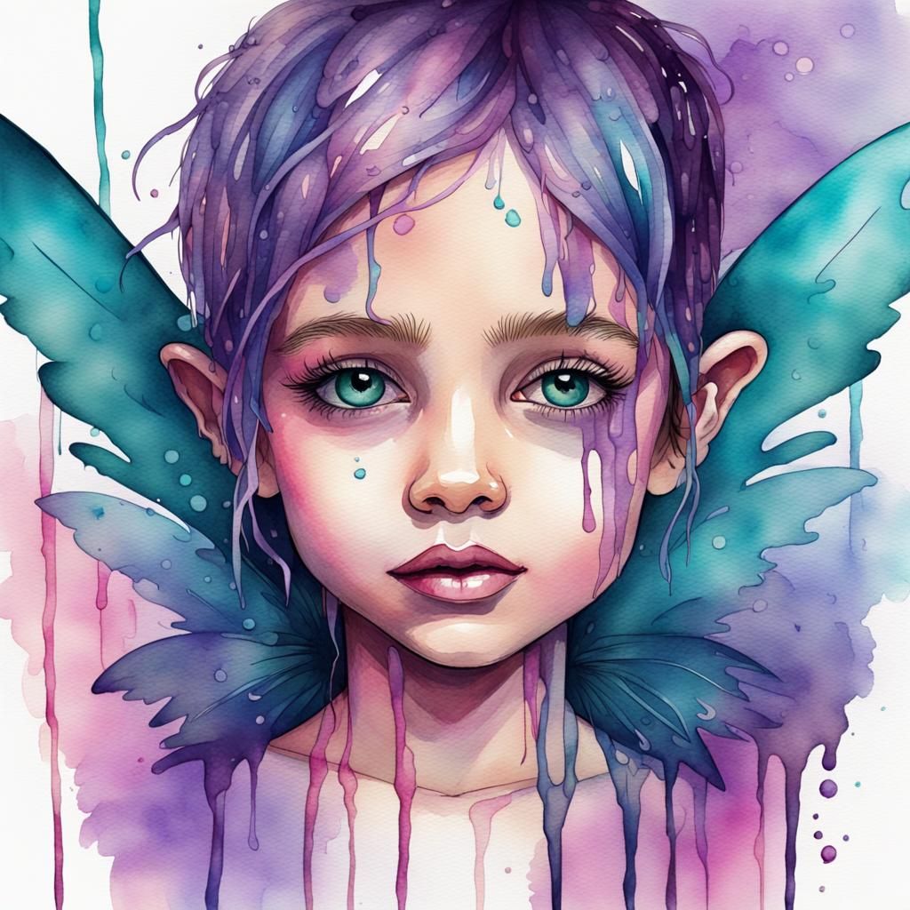 watercolor of a young innocent fae