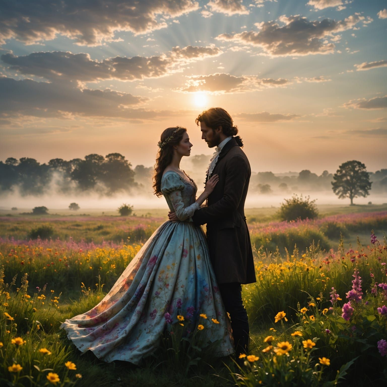 Couple in a Romantic 18th Century Landscape