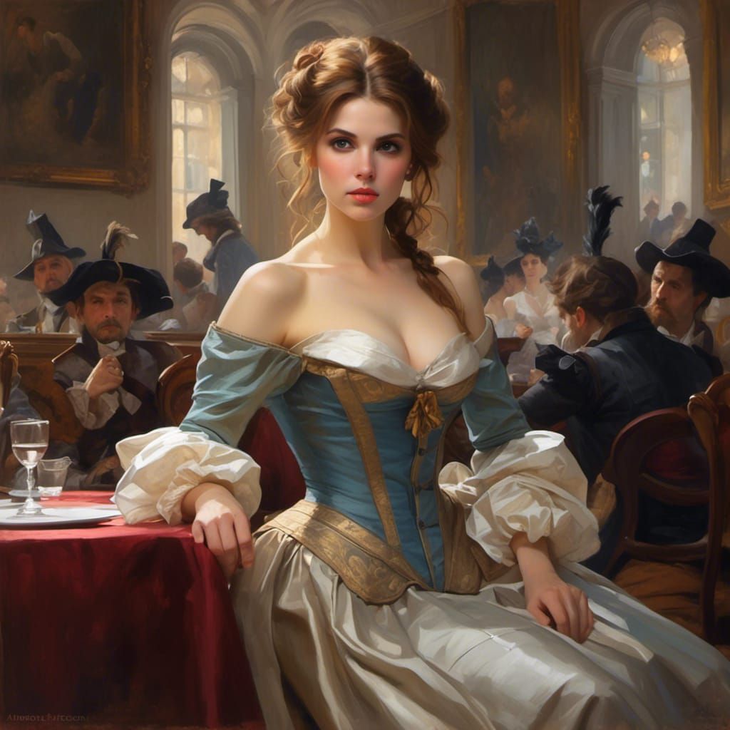 Anna Kendrick as Musketeer in Madrid, Art Nouveau Style