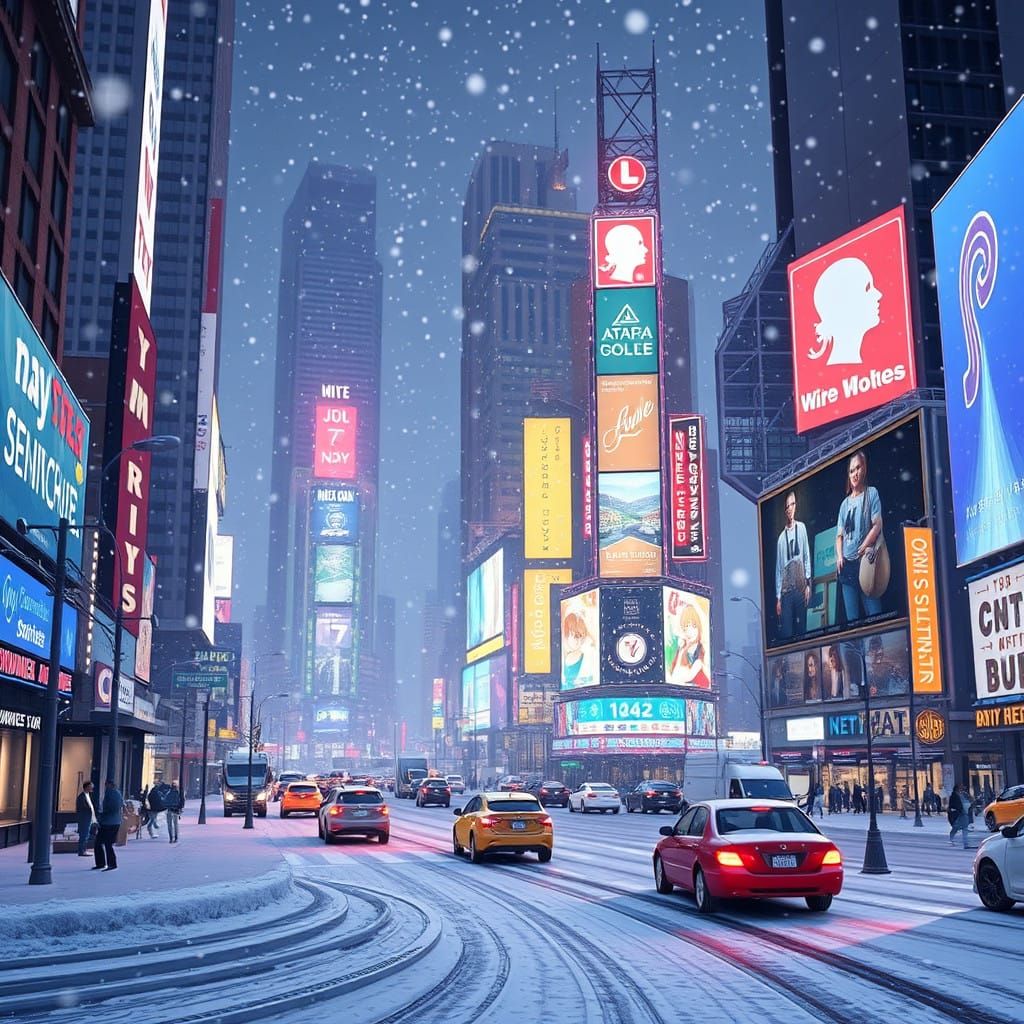 Peaceful Winter Wonderland in Times Square
