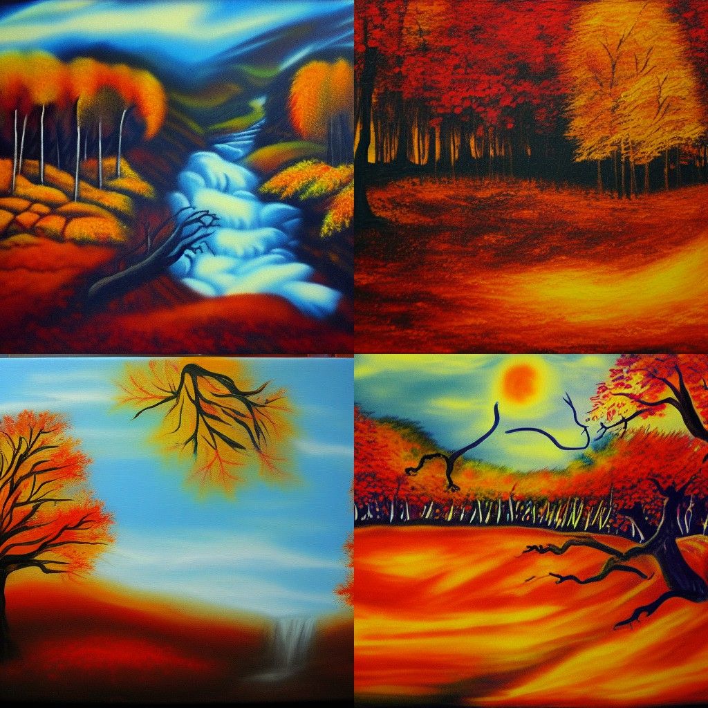 Abstract Action Painting of Autumnal Colors