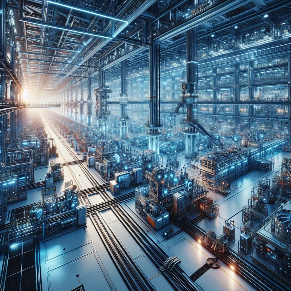 High-Tech Factory with Futuristic Manufacturing Systems