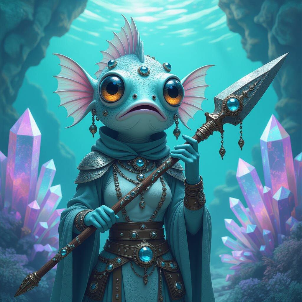 Extraterrestrial Pufferfish Woman in Atlantis Habitat