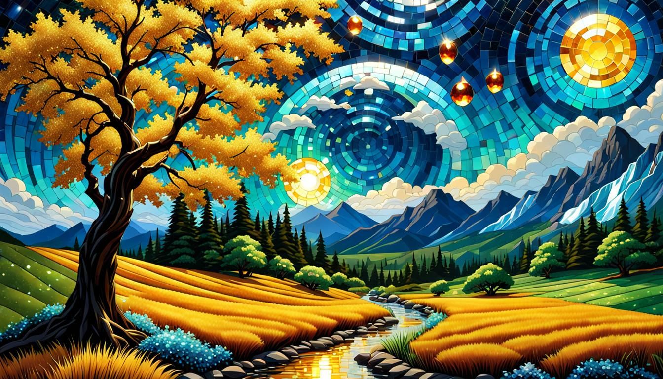 Dazzling Mosaic Waterfall Gemstone Wall Art