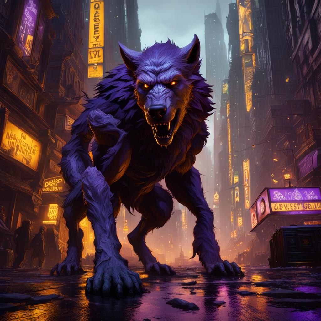Manhattan Werewolf City in Dark Fantasy Style