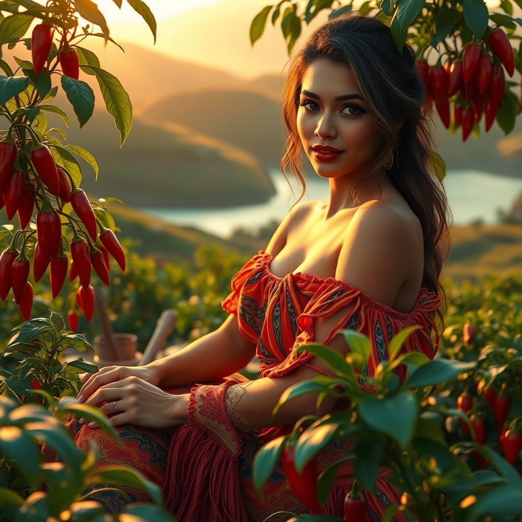 Woman in Garden: Fantasy Concept Art