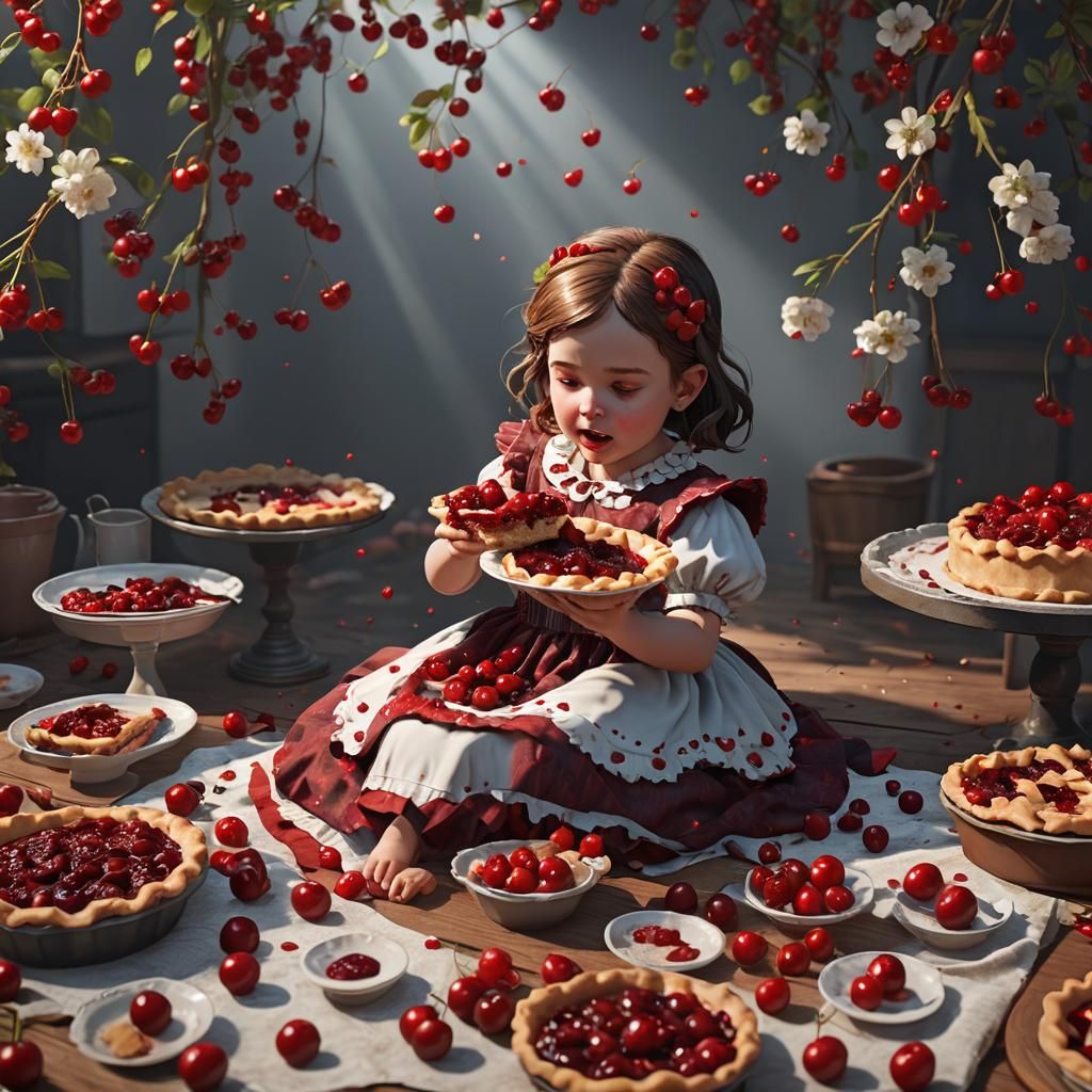 Little Girl Enjoys Cherry Pie: 3D Game Cinematic