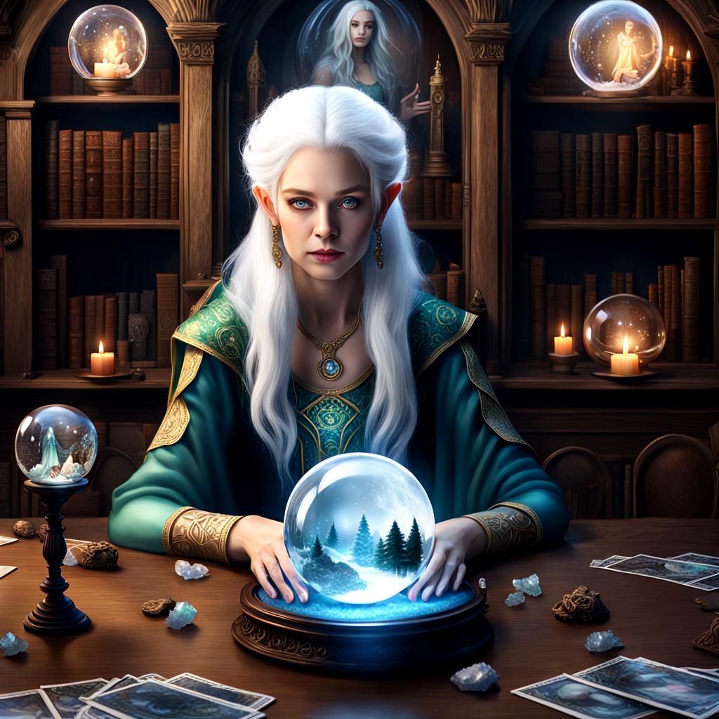 Elandriel Starweaver: Sorceress and Crystal Ball Portrait