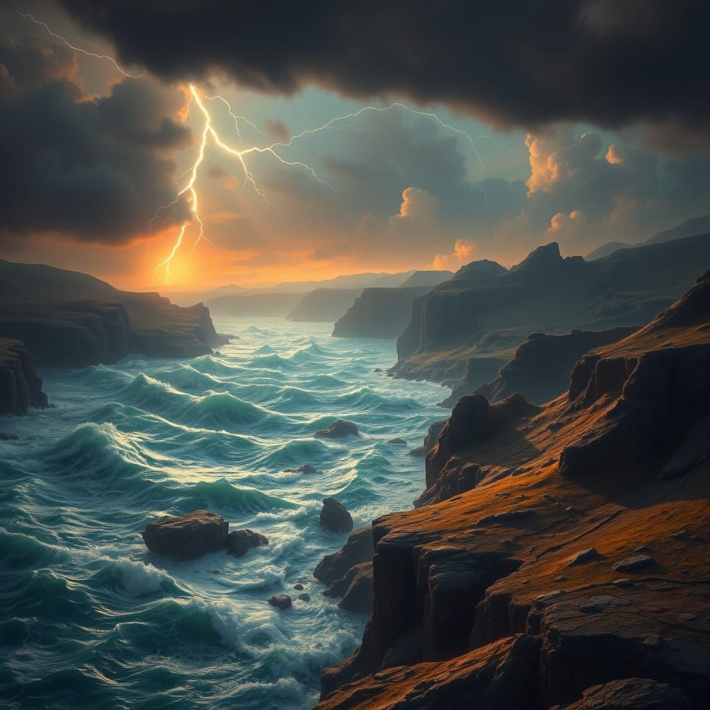 Neoclassical Lightning Storm Digital Painting