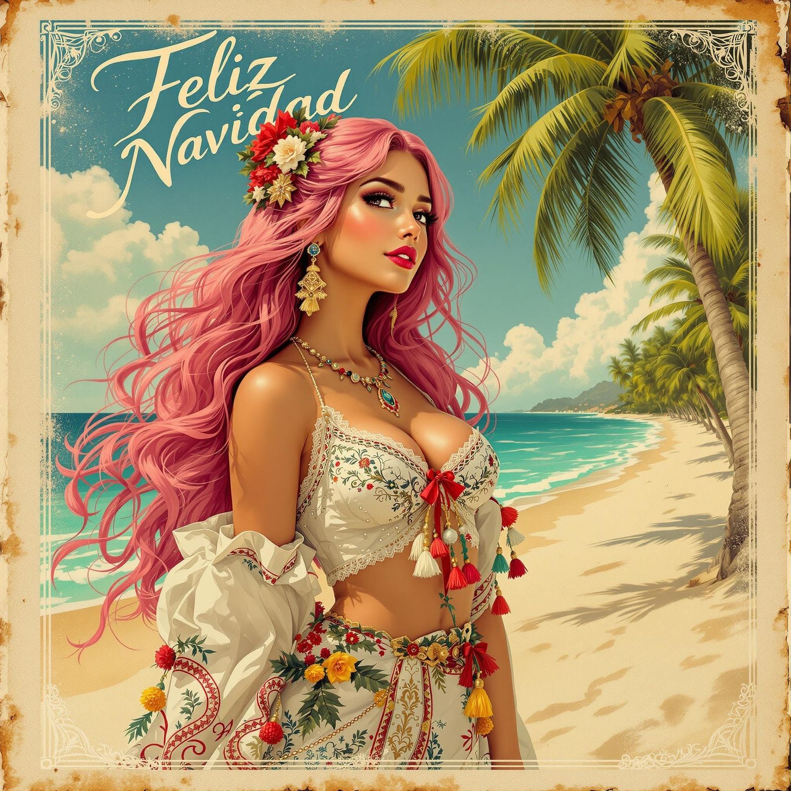 Latina Girl Celebrates Christmas in South American Style