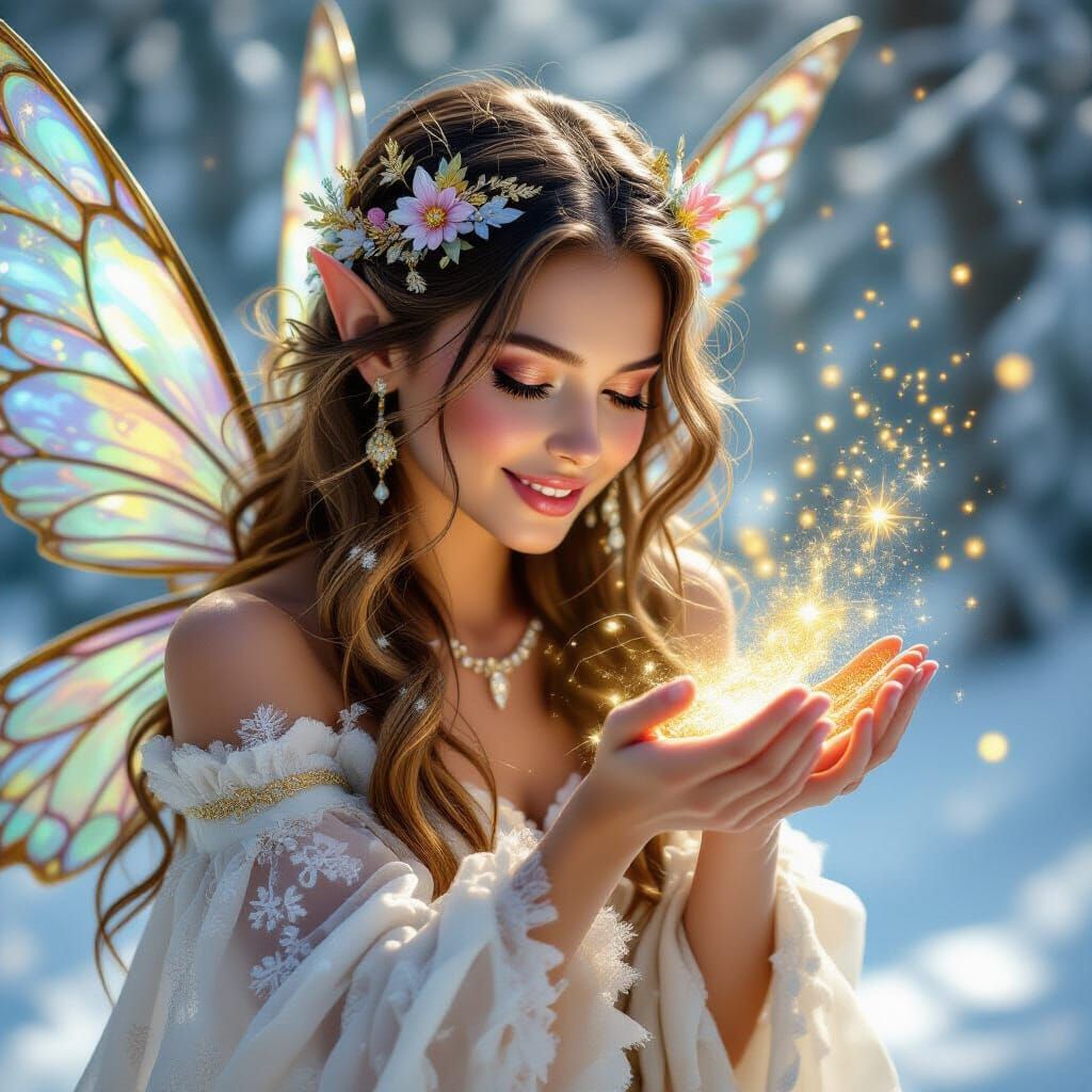 Magical Fairy Transforms Snow into Gold Dust