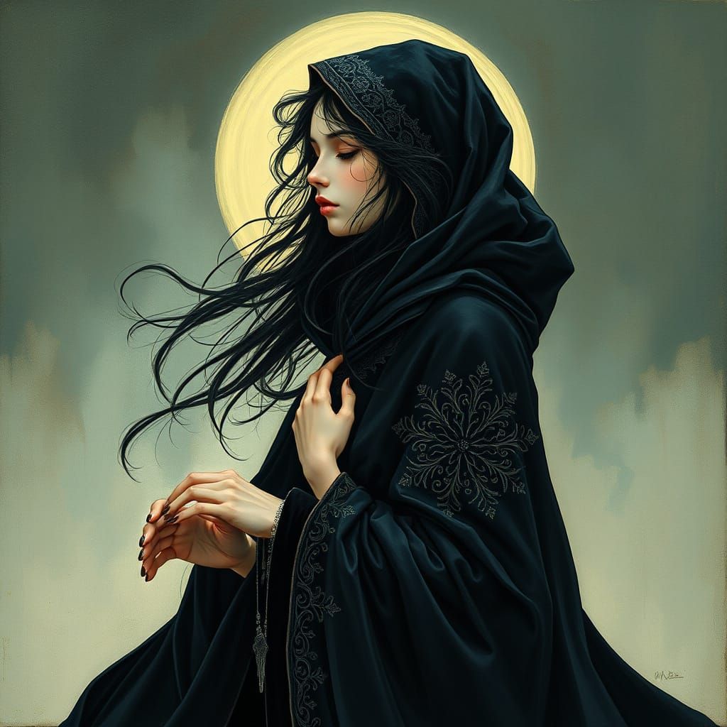 Ethereal Girl in Art Nouveau Style