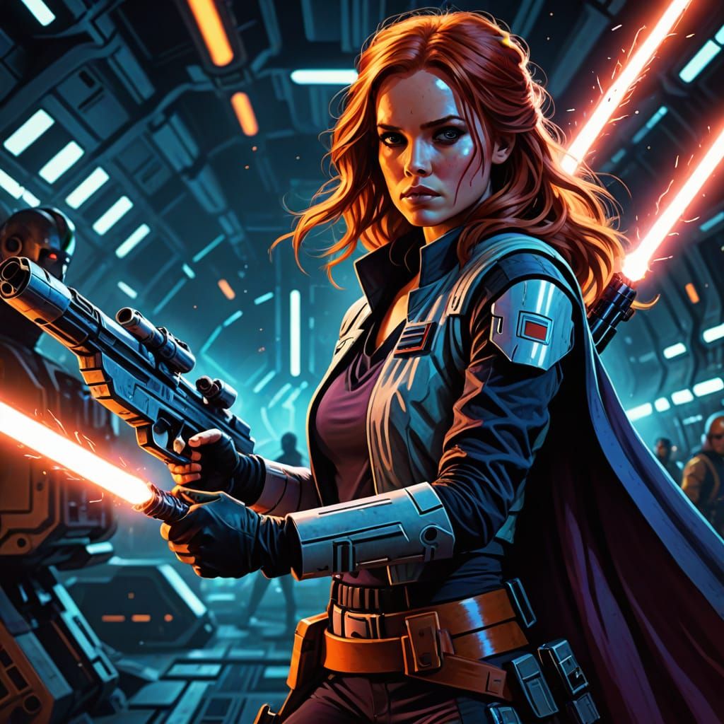Mara Jade Skywalker with Lightsaber at Rebel Base