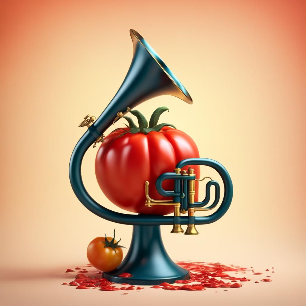 Tomato Trumpet: Detailed Matte Painting in Deep Color