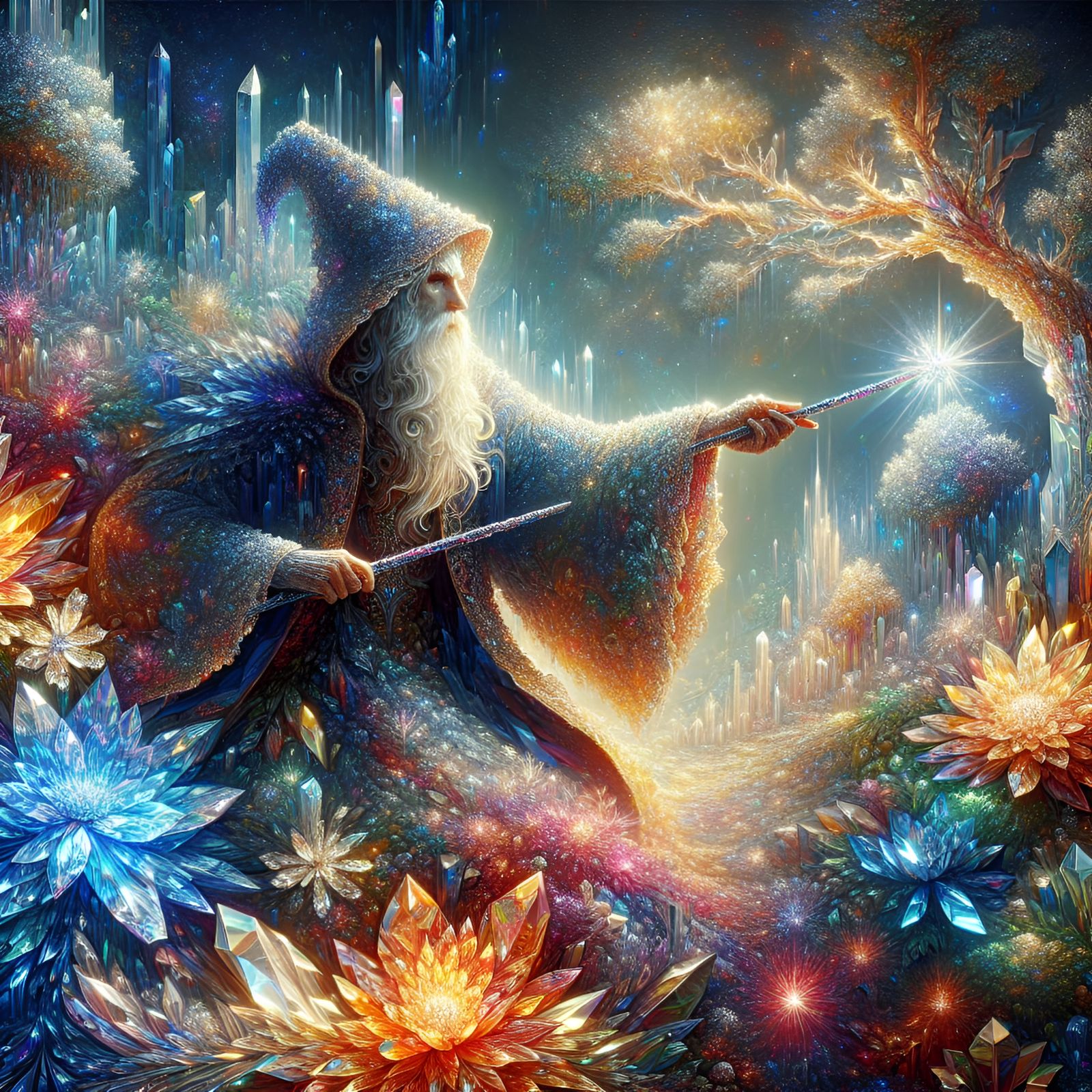 Crystal Wizard Portrait in Hyperdetailed Style