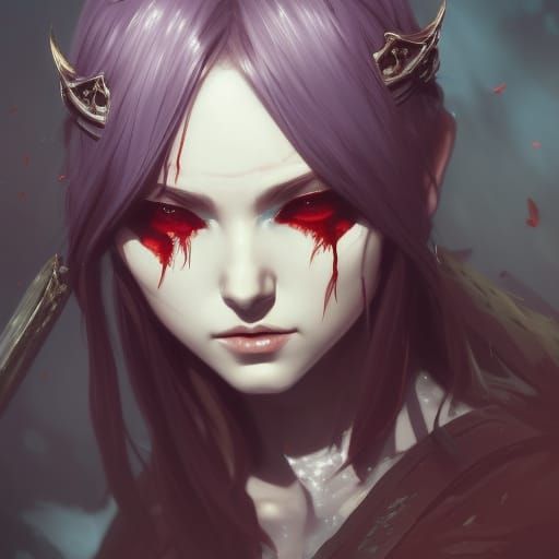 Viking Anime Vampire Girl Portrait in 8K