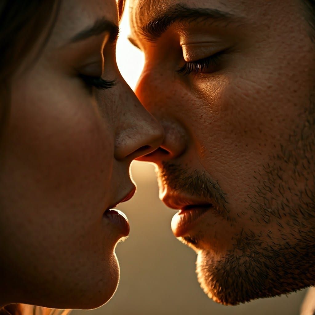 Love's Gentle Moment in WarmGolden Light