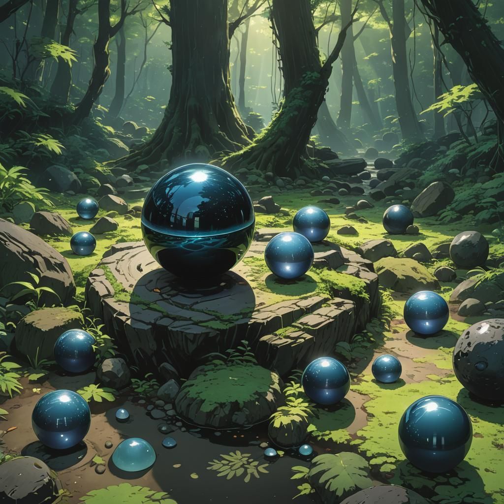 Obsidian Scrying Ball in Anime Style