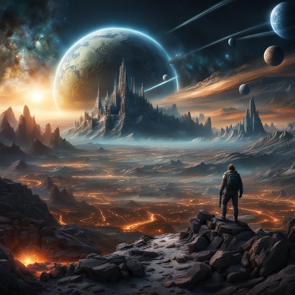 Dramatic Astronomy Scene in Digital Matte Painting Style