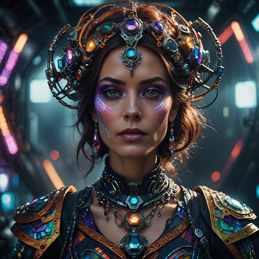 Sci-Fi Portrait of Woman with Futuristic Jewelry