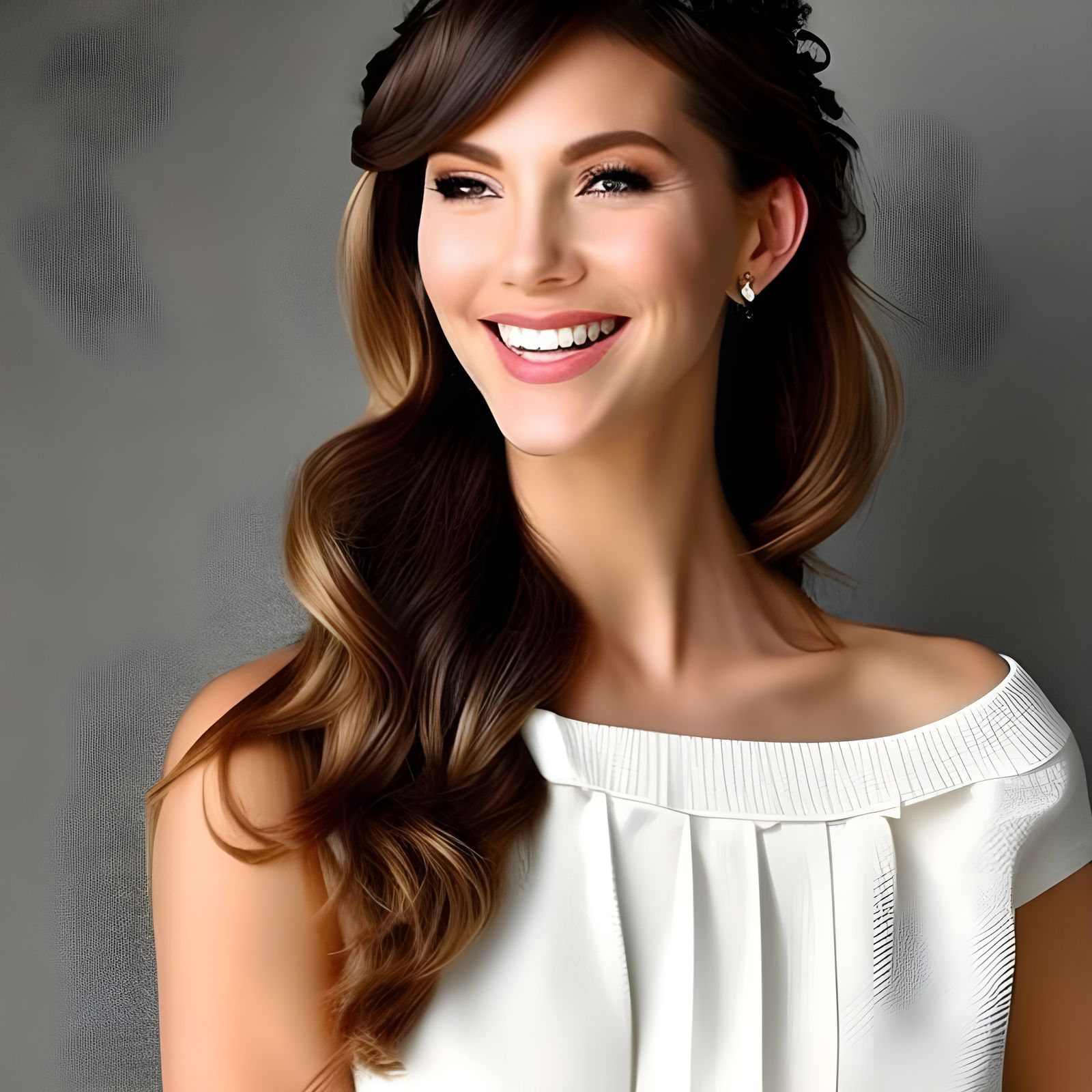 Laughing Blonde Woman Portrait in Hyperreal Style