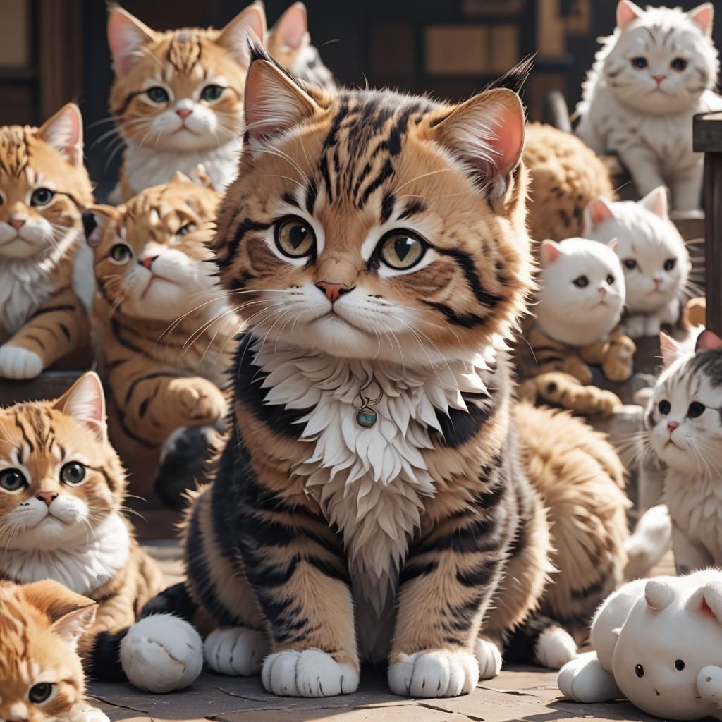 Giant Anime Cat: Detailed 3D Render