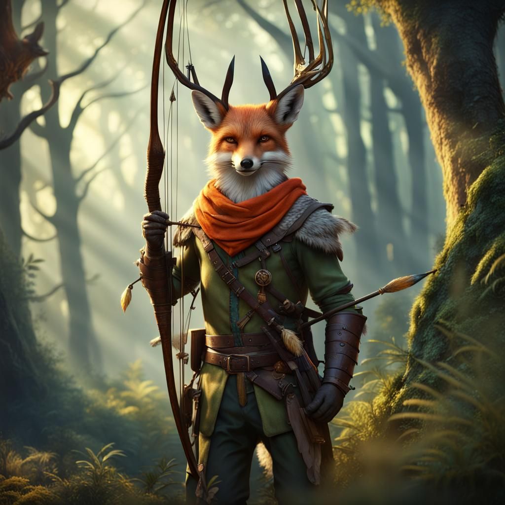 Robin Hood in Jungle with Deer, Detailed Matte Painting