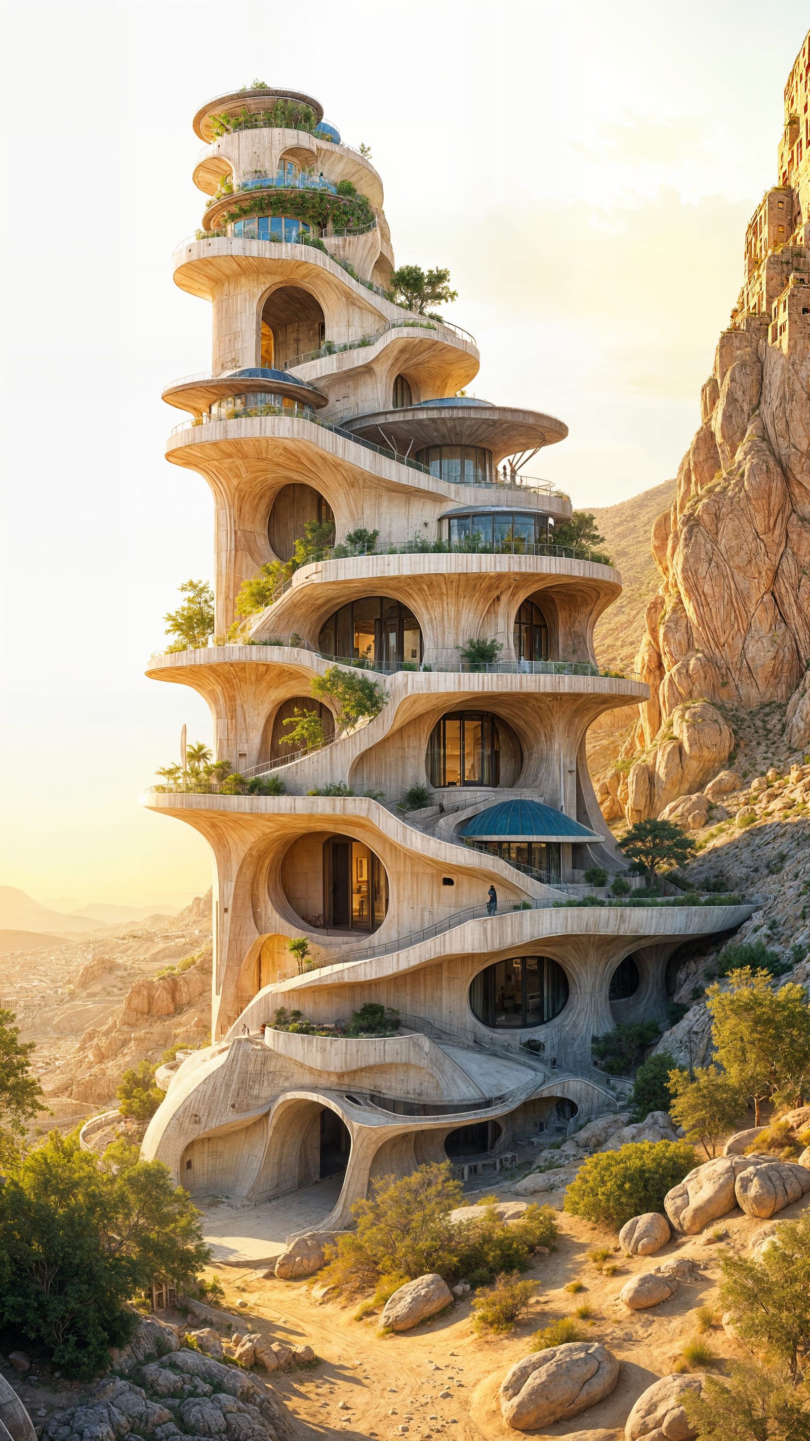 “Futuristic Arcology – A Self-Sustaining Vertical City Blending Architecture and Ecology”