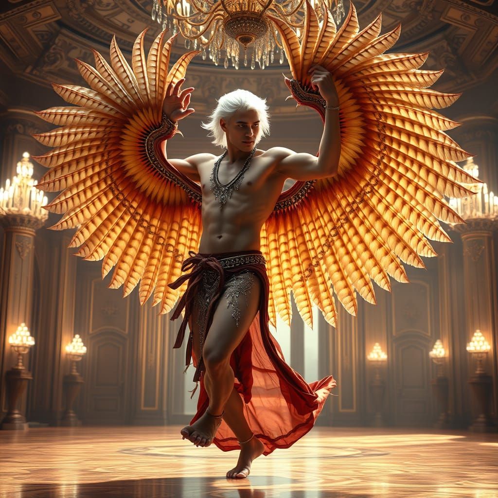 Athletic Dancer in Opulent Byzantine-Inspired Ballroom