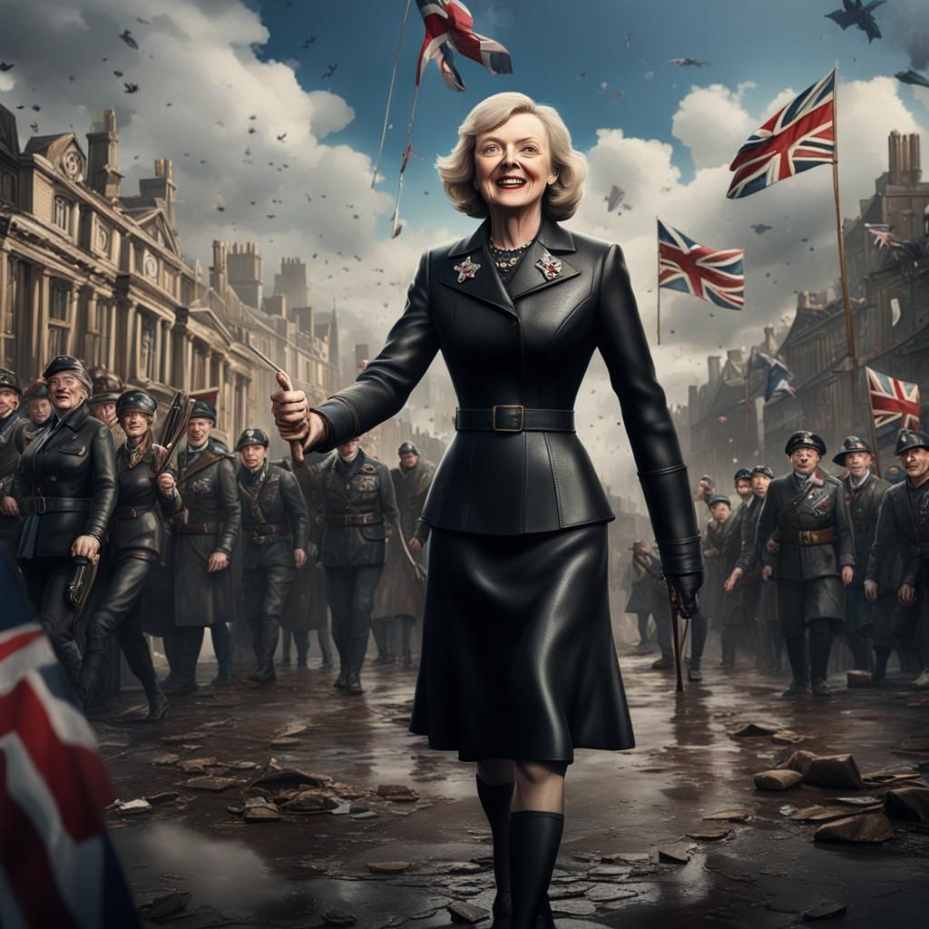 Figure in Black Leather Celebrating VE Day