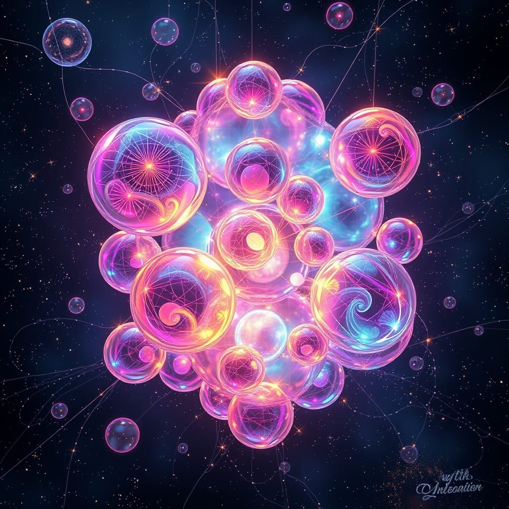 Radiant Cosmic Bubbles in Digital Surreal Art
