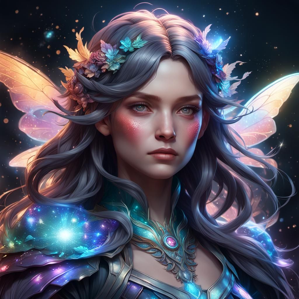 Supernova Fairy Portrait in Hyperdetailed Digital Art