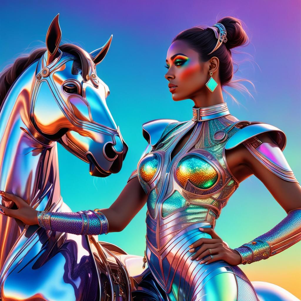 Woman-Centaur in Hyperrealistic Futuristic Style