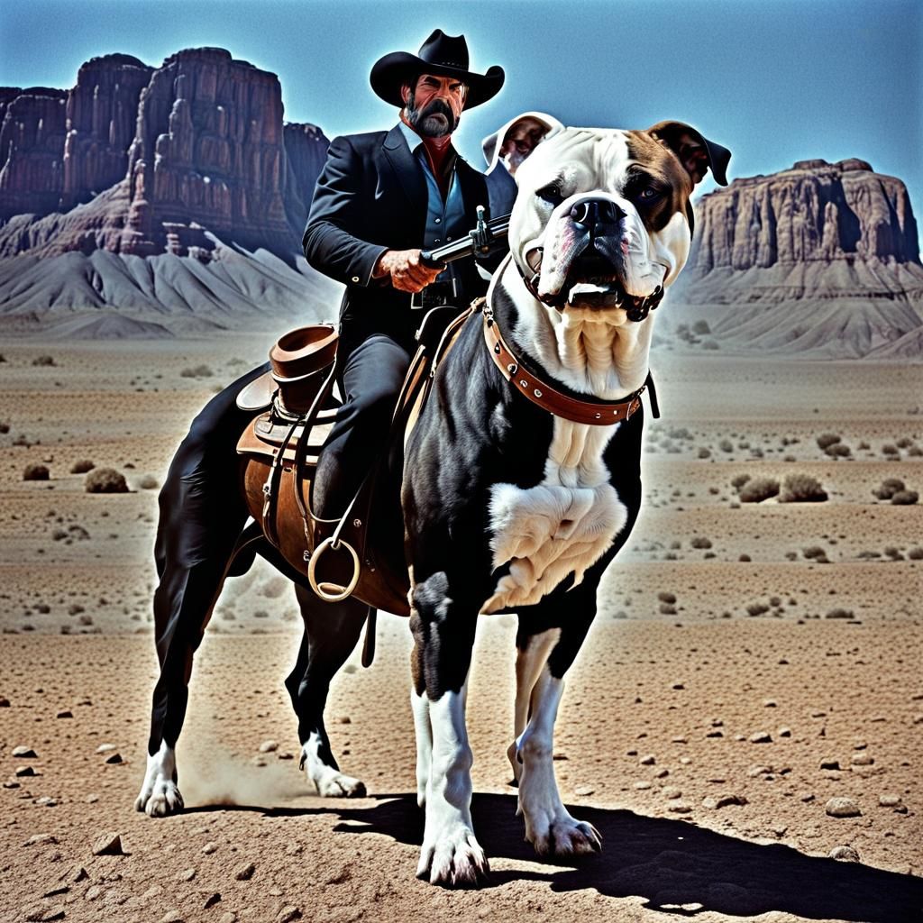 Bulldog Cowboy Face-Off in Italian Western Style