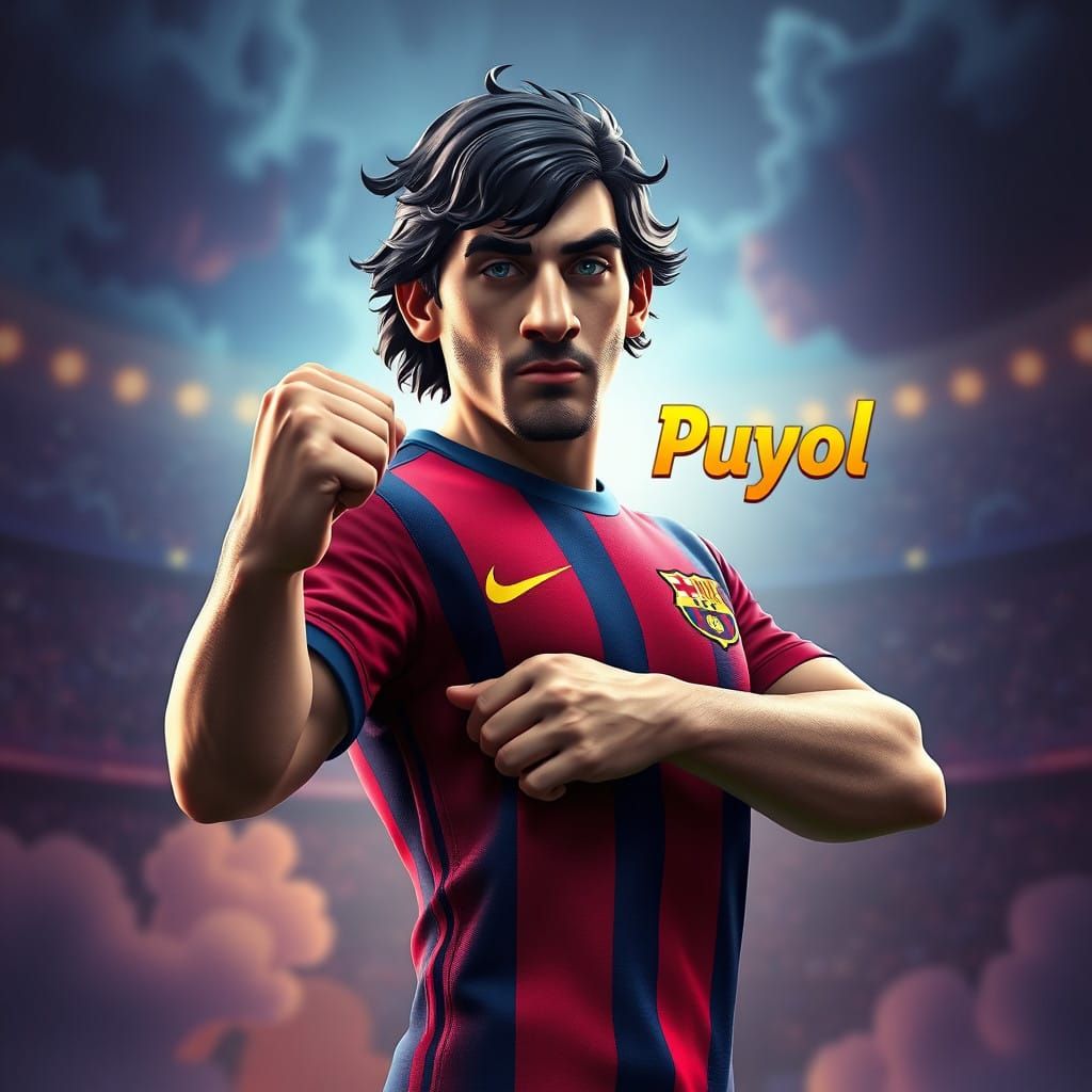 Inspirational Barcelona Captain Carles Puyol in 3D Cartoon P...