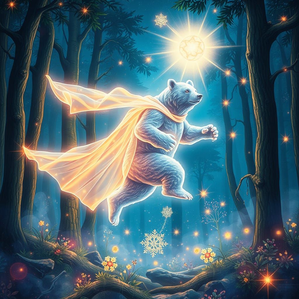 Ethereal Invisibility Power Bear Soars in Woods