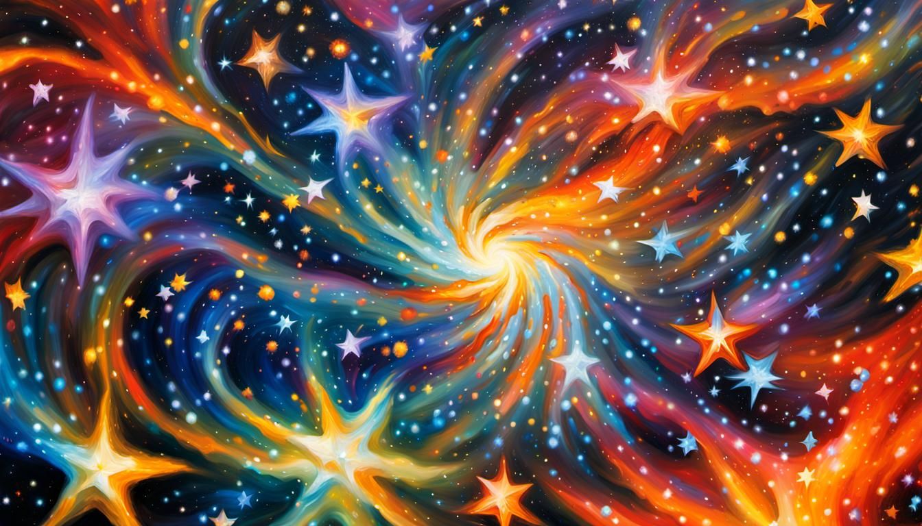 Vibrant Cosmic Maelstrom in Neo-Expressionist Style