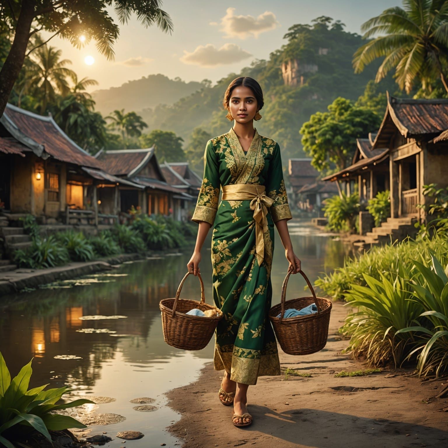 Indonesian girl wearing a traditional dress - Flores Island