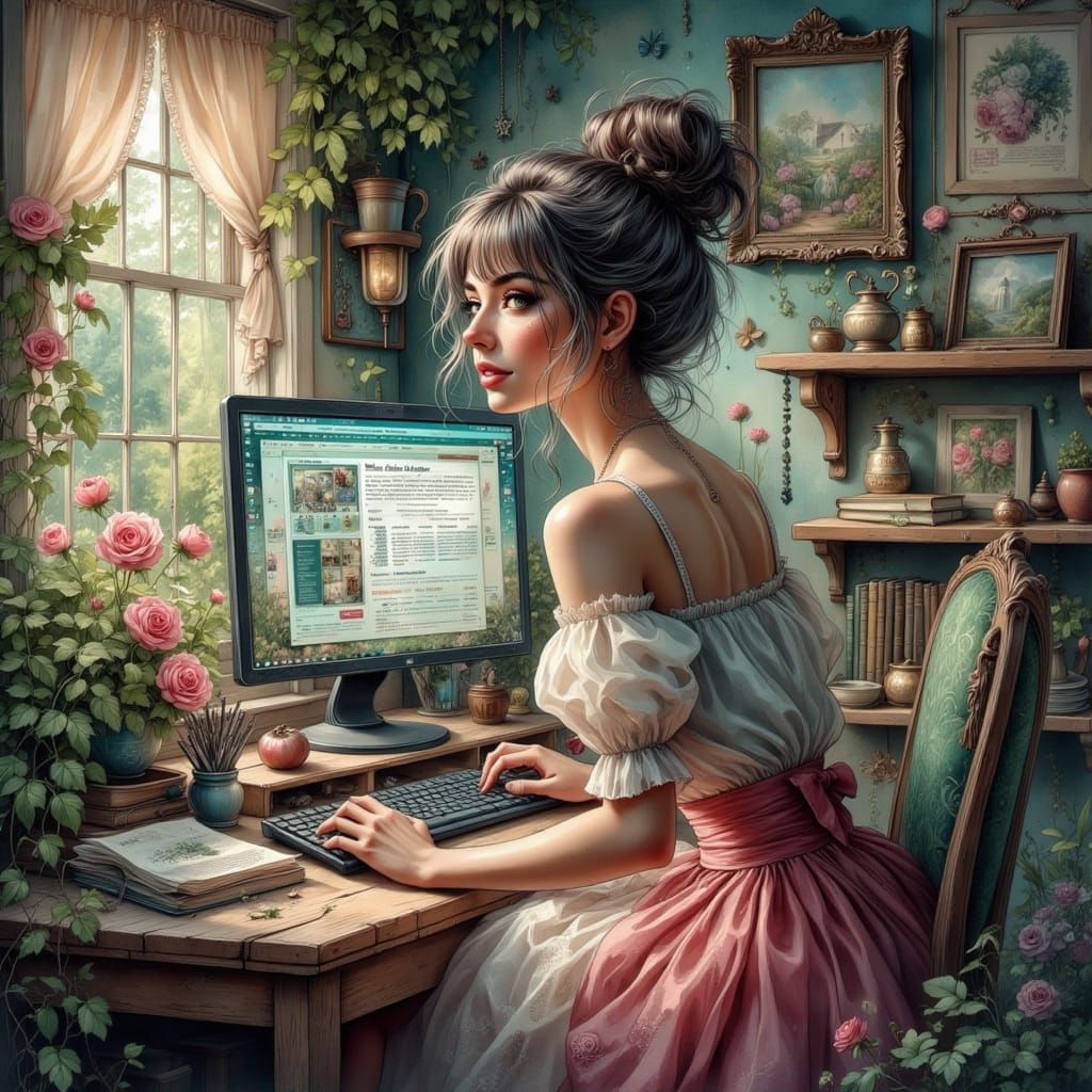 Whimsical Glitter Fairy in a Cozy Digital Art