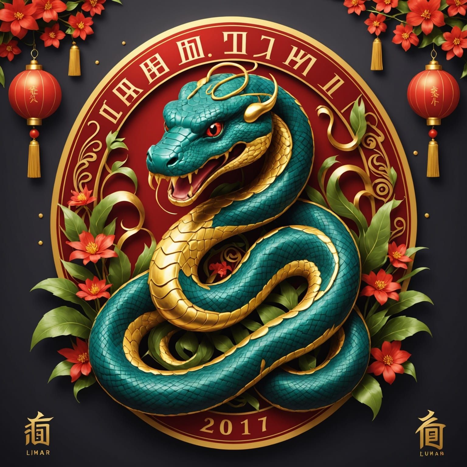 New Year Snake Mascot Design in Vibrant Colors