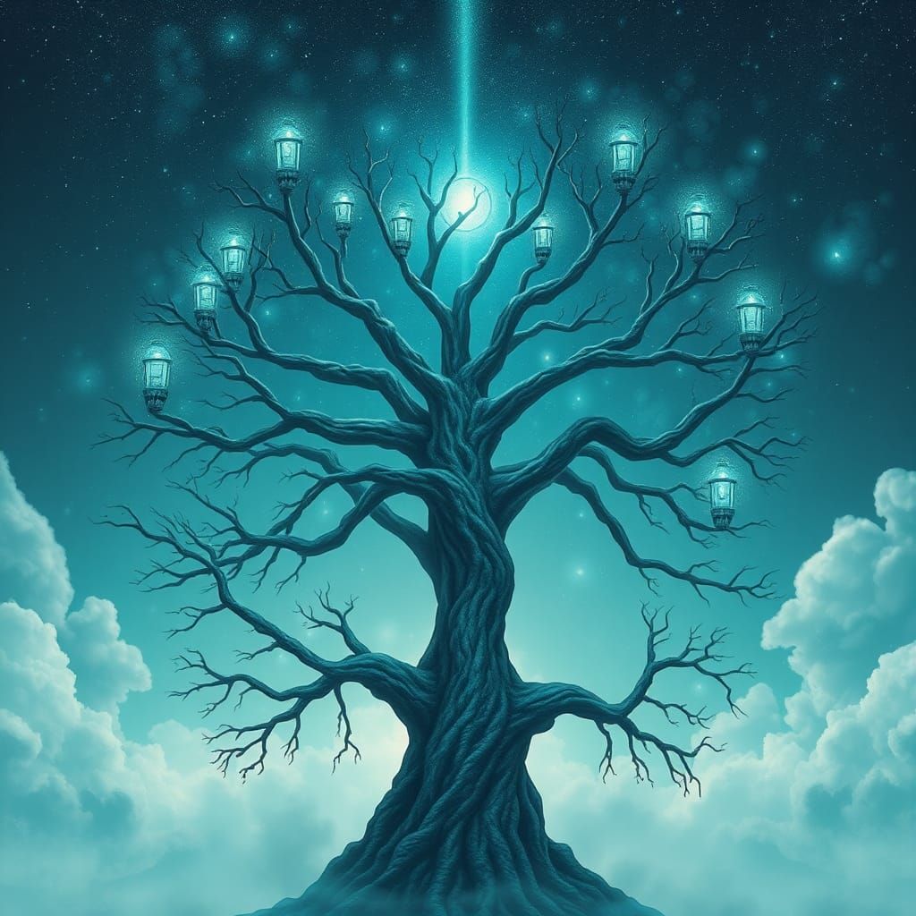 Surreal Six-Armed Sky Panther with Teal Mystic Brain