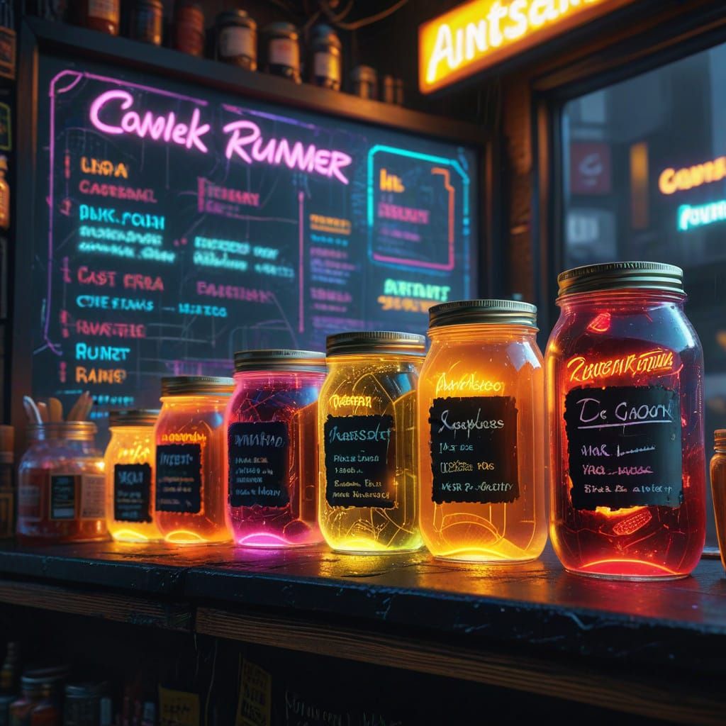 Cyberpunk Street Scene with Neon Reflections