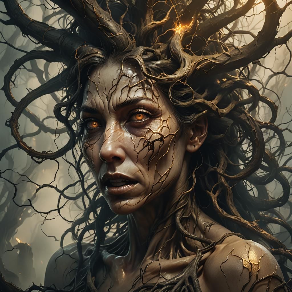 Dark Fantasy: Woman's Transformation into Grotesque Beast