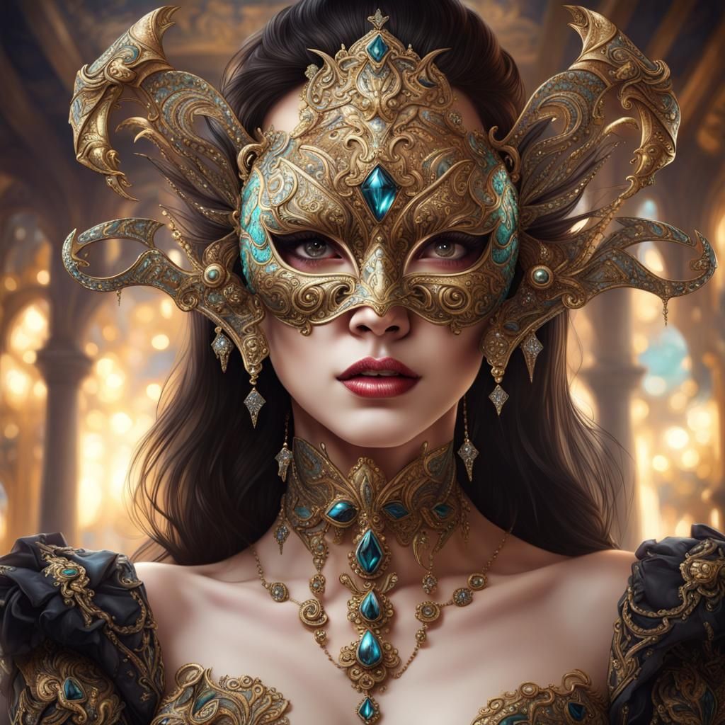 Elaborate Gothic Venetian Masquerade Mask III